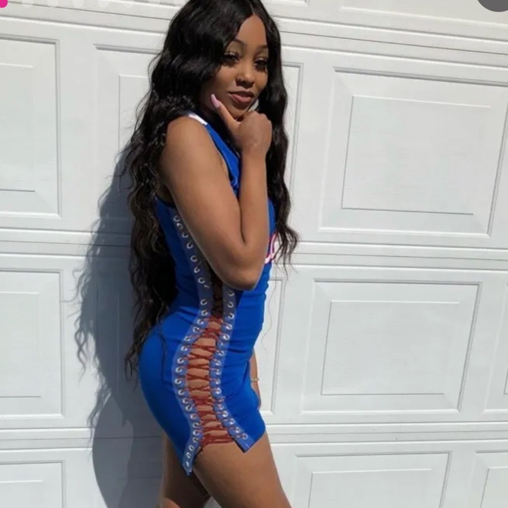 Playful blue jersey dress